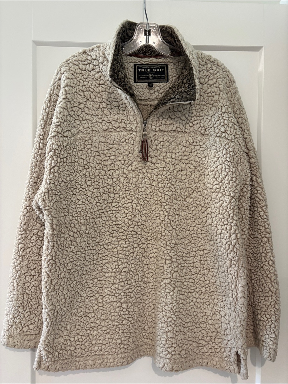 True Grit Men's Cream Sherpa Half-Zip Pullover